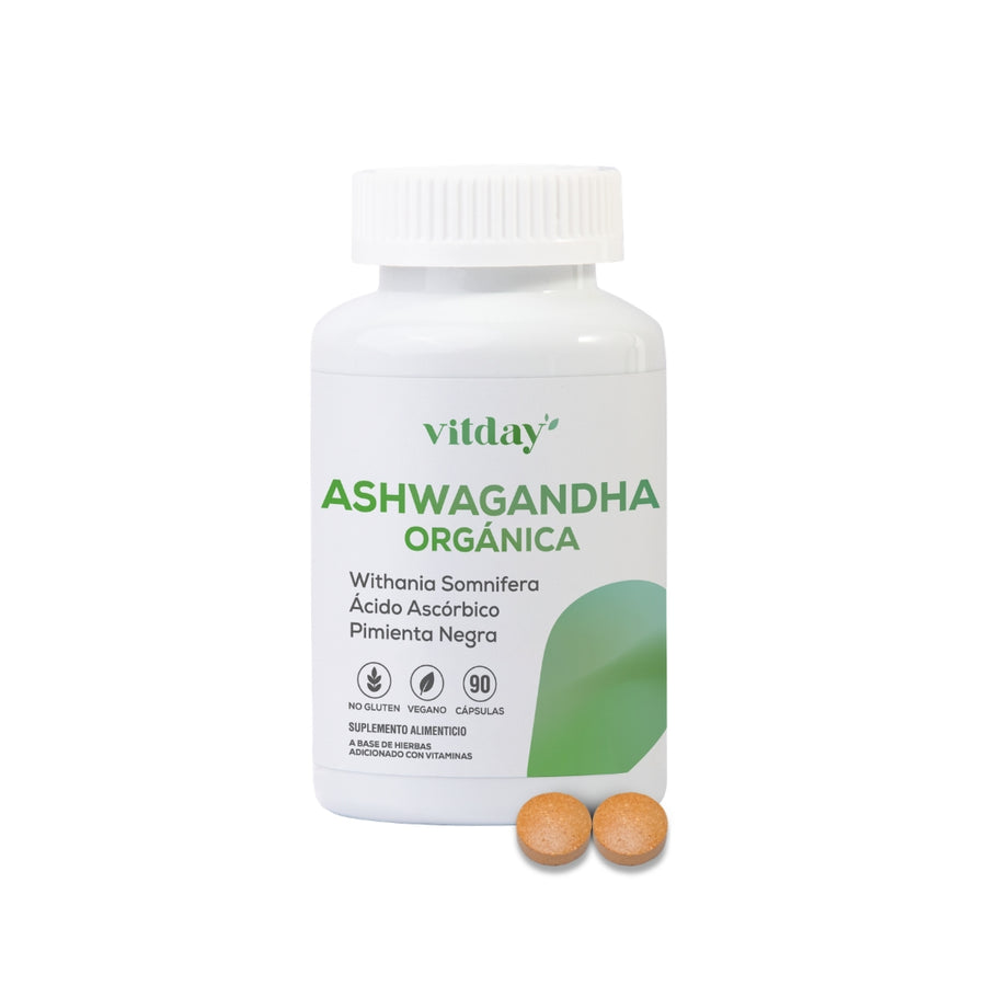 Ashwagandha Orgánica 400 mg | Con Vitamina C y Pimienta Negra | 90 cápsulas