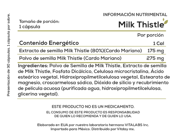 Milk Thistle 30 cápsulas 450mg (Cardo Mariano)