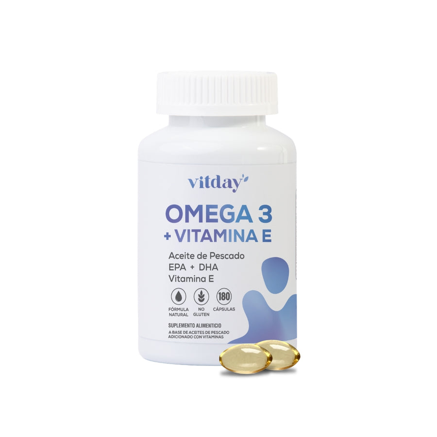 Omega 3 + Vitamina E | 1920 mg Aceite de Pescado | EPA 360 mg + DHA 240 mg | 180 cápsulas
