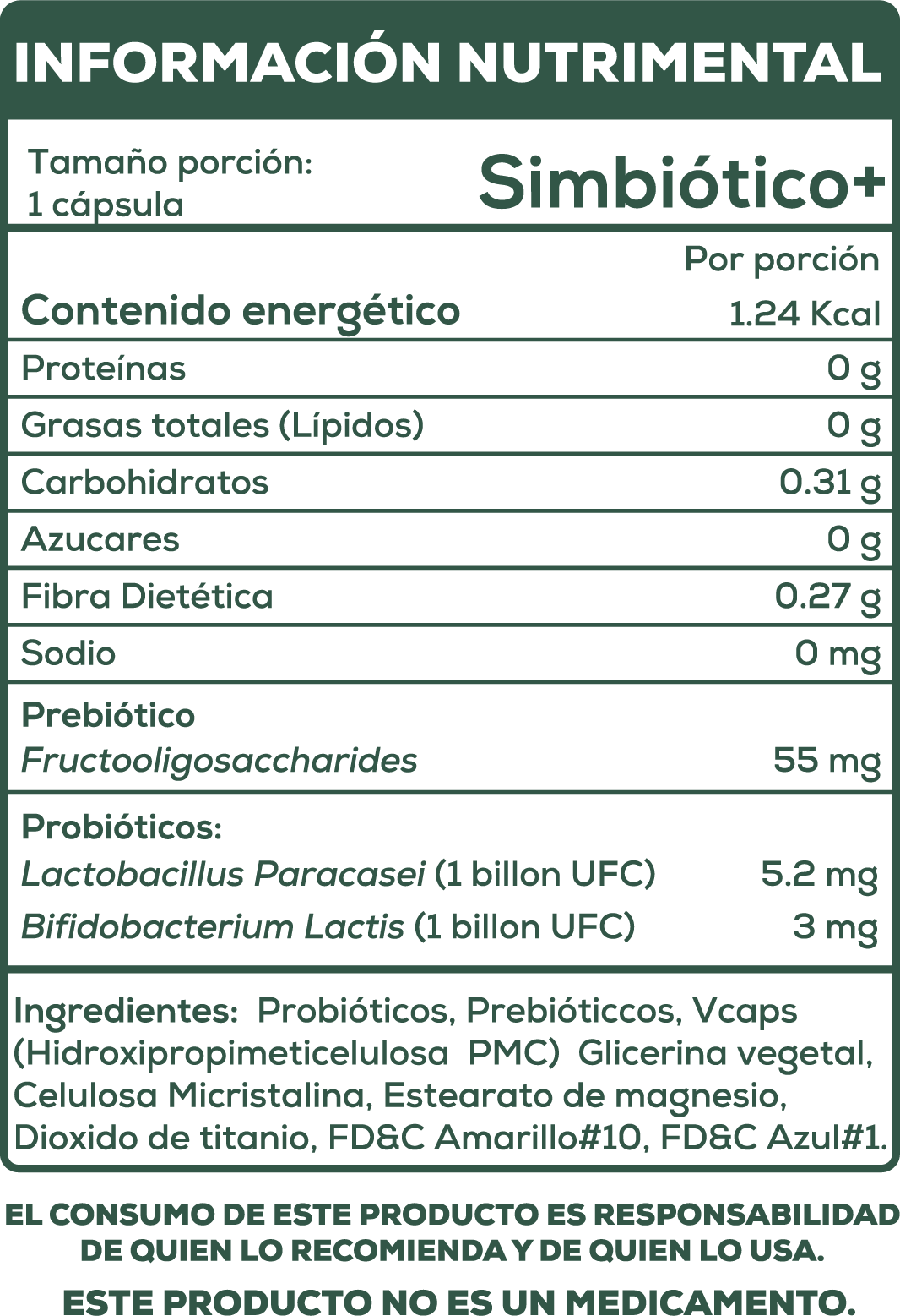 Simbiótico 2 en 1 | 2 Billions UFC | Prebiótico + 2 Cepas de Probióticos | 30 cápsulas